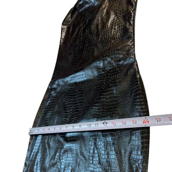 Simmi Maxi Bodycon Dress  Halter Neck, Leather Croc,  Solid Black, Size 2 - Picture 7 of 14